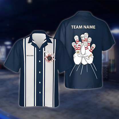 Personalized Scary Pins Bowling Mens Hawaiian Shirt, Custom Team Bowling Shirts BZ0860