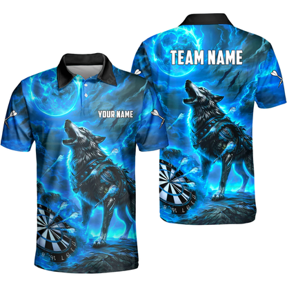 Wolf Mens Personalized Darts Button Polo