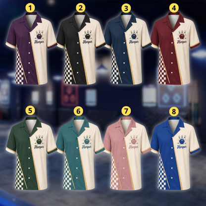 Personalized Lucky Strikers Purple Retro Bowling Hawaiian Shirt, Custom Retro Bowling Shirt Team BE0250