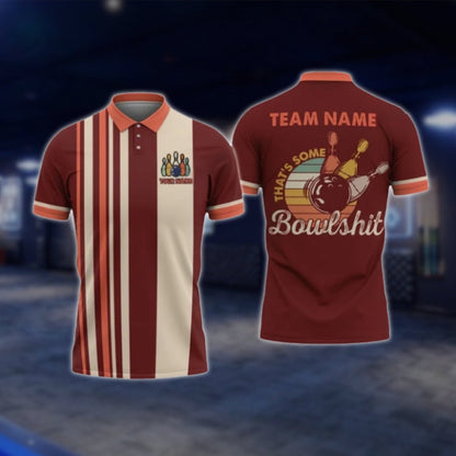 That's Some Bowlsh!t Custom Retro Bowling Mens Polo Shirt, Custom Funny Bowling Team Shirts BO0423