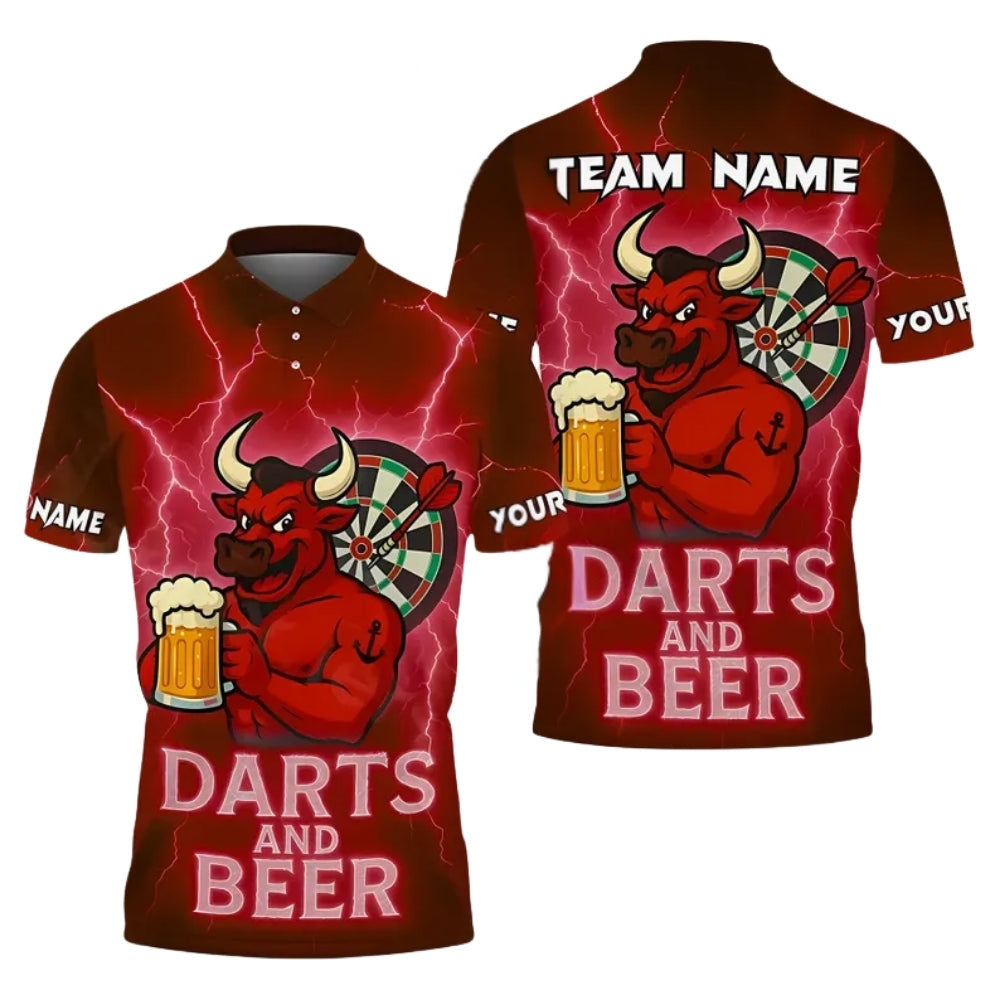 And Beer Bull Personalized Darts Button Polo