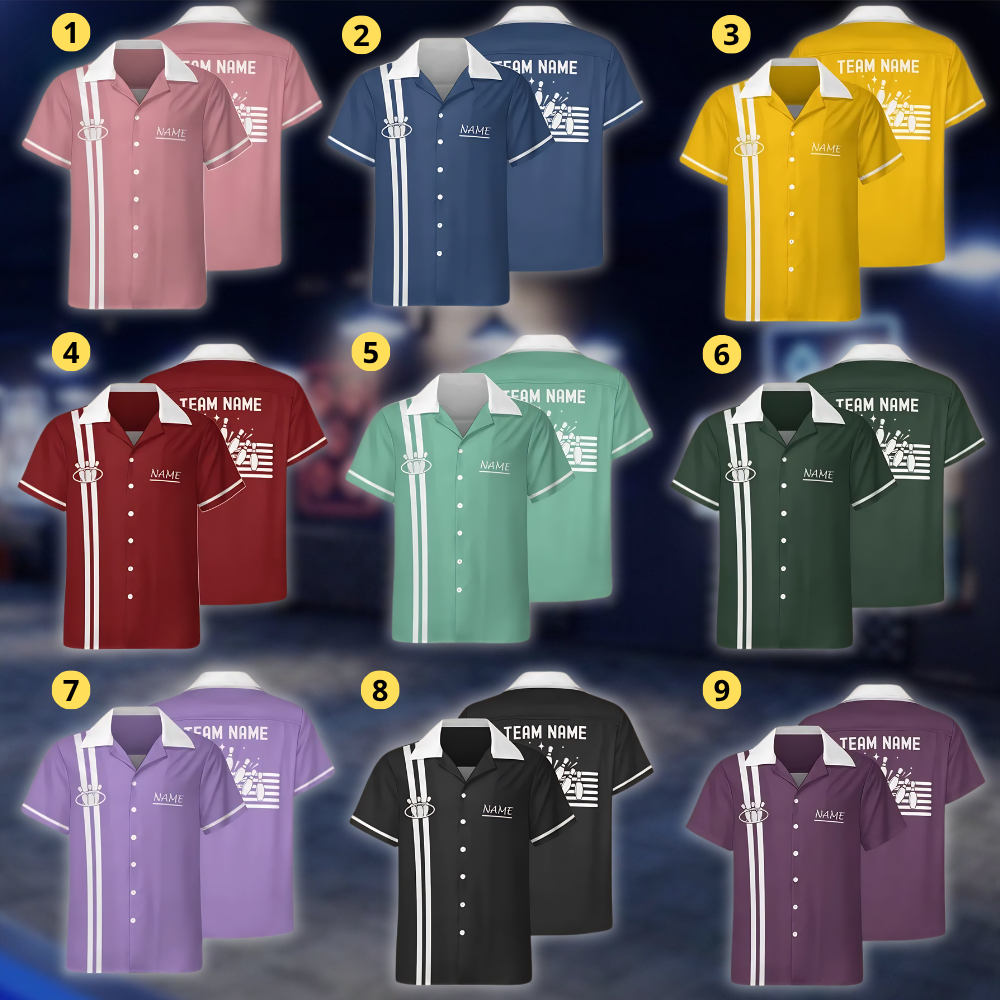 Personalized Vintage Pink Bowling Hawaiian Shirt For Men Women, Custom Vintage Bowling Shirt For Team BE0255