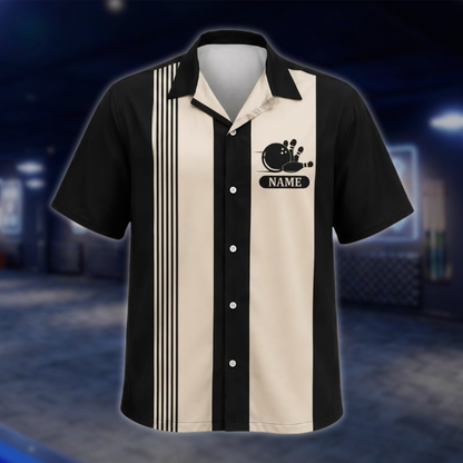 Personalized Logo Text Vintage Bowling Hawaiian Shirt For Men Women, Custom Vintage Bowling Shirt With Logo BE0244