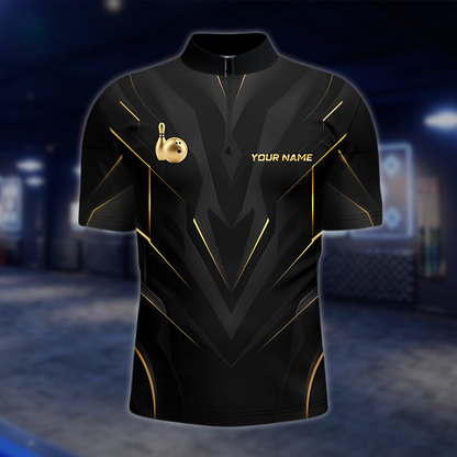 Personalized Team Golden Black Bowling Jersey For Men, Custom Bowling Shirts BZ0883