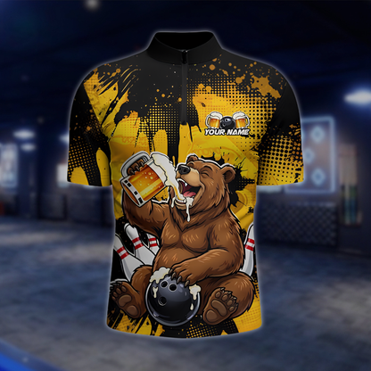 Personalized Bear Beer Bowling Jersey For Men, Custom Bear Bowling Team Shirt BZ0887