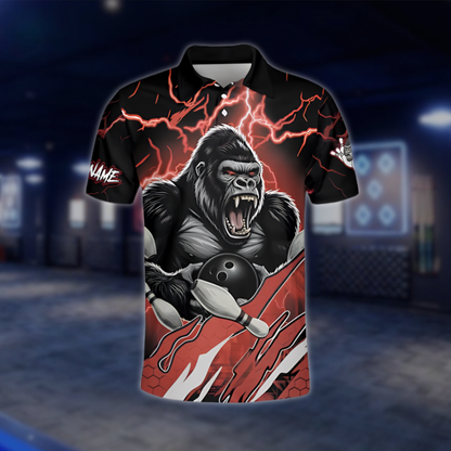Personalized Bigfoot Bowling Mens Polo Shirt Red And Black, Custom Bigfoot Bowling Shirt For Team BZ0961