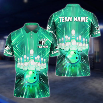 Custom Mens Blue Bowling Team Polo Shirt, Custom Bowling Shirts BA0023