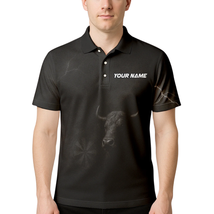 Bull Black Personalized Darts Button Polo