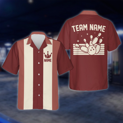Personalized Blue Retro Bowling Hawaiian Shirt Men, Custom Retro Bowling Shirt For Team BE0219