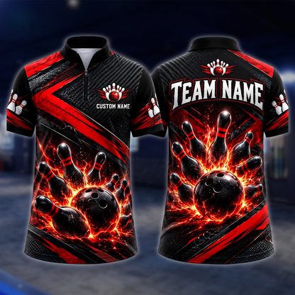 Personalized Blue Lighting Bowling Team Jersey For Men, Custom Bowling Shirts BE0256