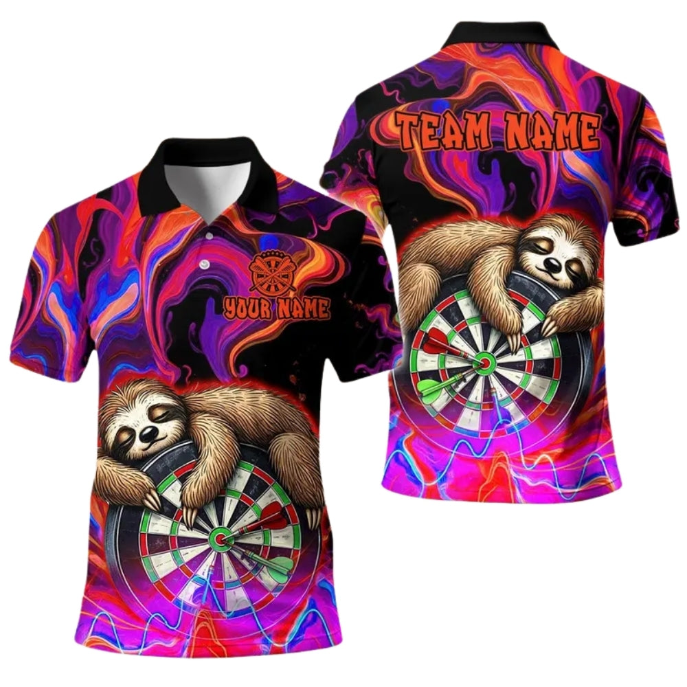 Sloth and Dartboard Personalized Darts Button Polo