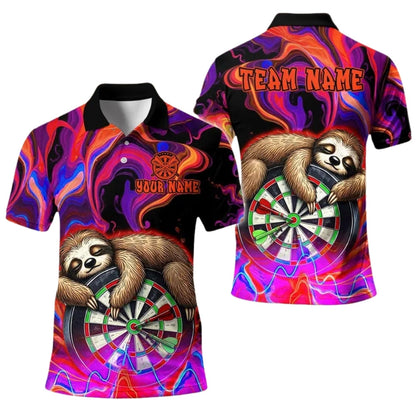 Sloth and Dartboard Personalized Darts Button Polo