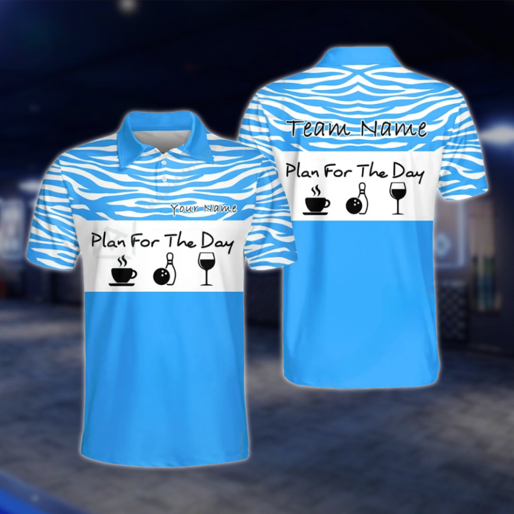 Personalized Plan For The Day Mens Pink Bowling Polo Shirt, Custom Funny Bowling Team Shirt BZ0777
