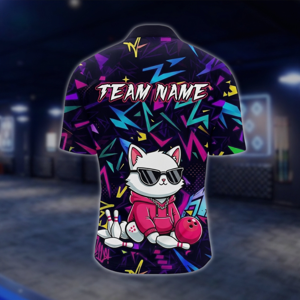 Personalized Cat Bowling Jersey For Men, Custom Team Cat Bowling Shirt BZ0946