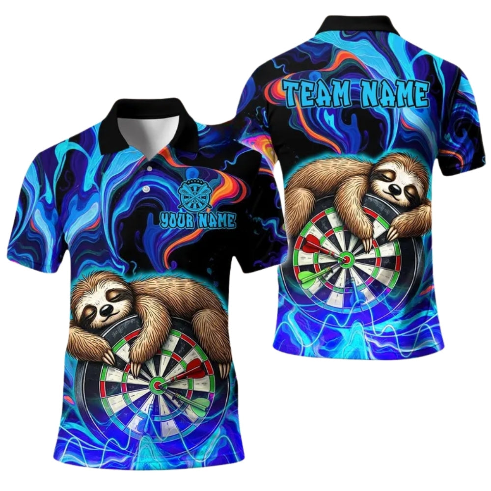 Sloth and Dartboard Personalized Darts Button Polo