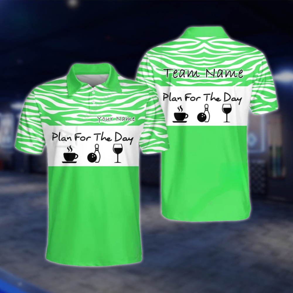 Personalized Plan For The Day Mens Pink Bowling Polo Shirt, Custom Funny Bowling Team Shirt BZ0777