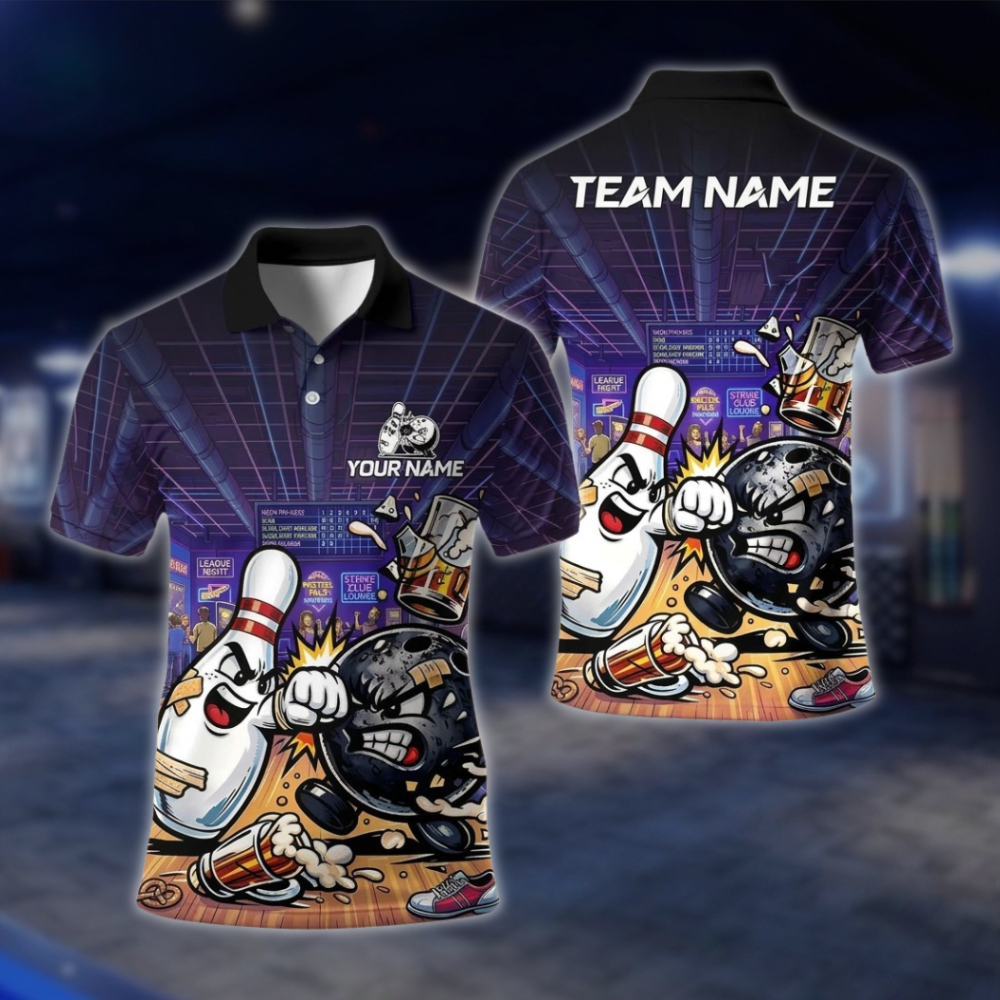 Personalized Beer Funny Ball Pin Bowling Polo Shirt For Men, Custom Beer Bowling Team Shirt BE0253