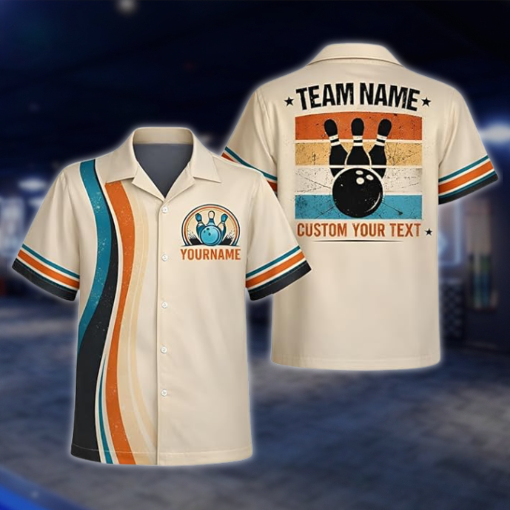 Custom Text Retro Bowling Polo Shirt For Men, Custom Retro Bowling Team Shirts BZ0763