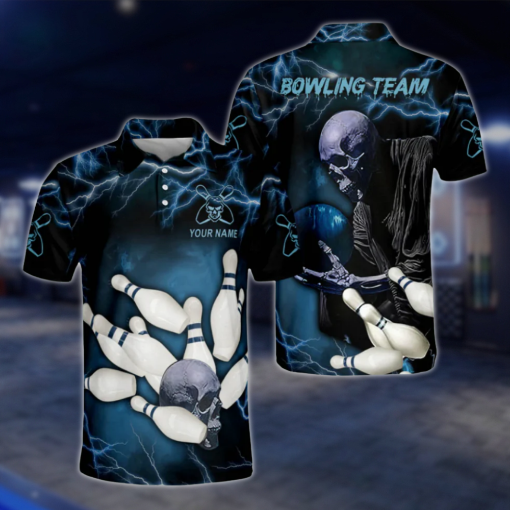 Customized Skull Bowling Polo Shirt For Men, Custom Skull Bowling Team Shirts BZ0191