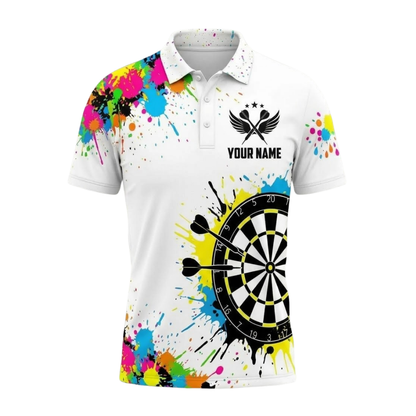 Aim Shoot Swear Repeat Colorful Men Personalized Darts Button Polo