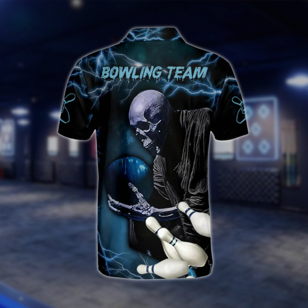 Customized Skull Bowling Polo Shirt For Men, Custom Skull Bowling Team Shirts BZ0191