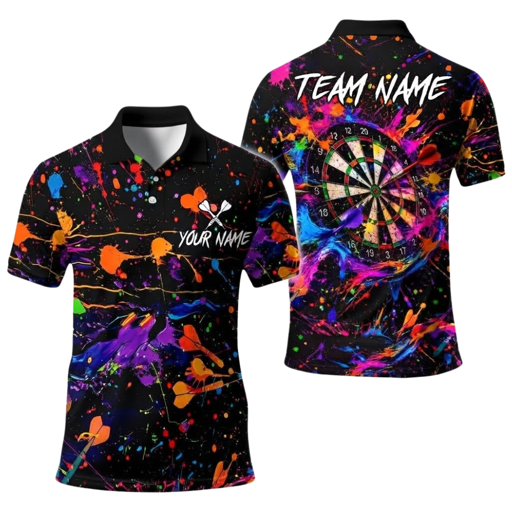 Team Colorful Splash Personalized Darts Button Polo