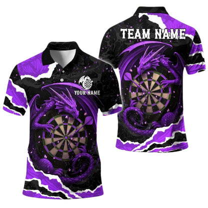 Dragon Black and Purple Personalized Darts Button Polo