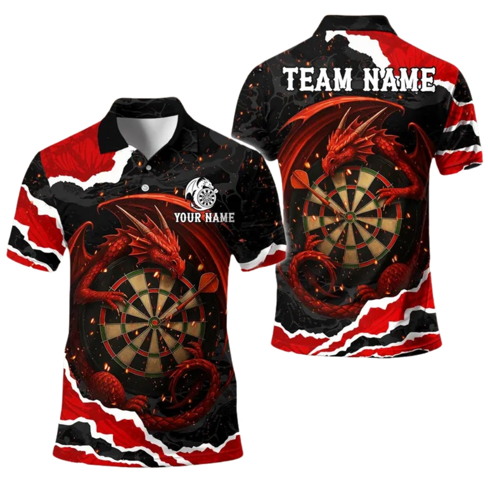 Dragon Black and Purple Personalized Darts Button Polo
