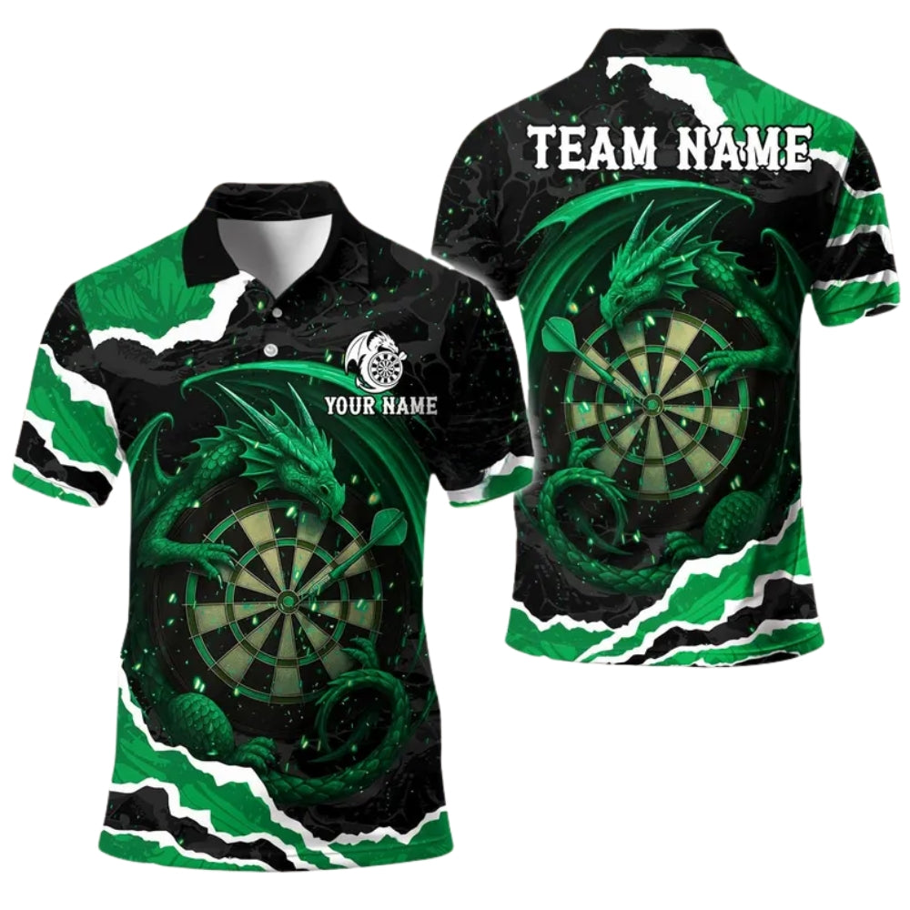 Dragon Black and Purple Personalized Darts Button Polo
