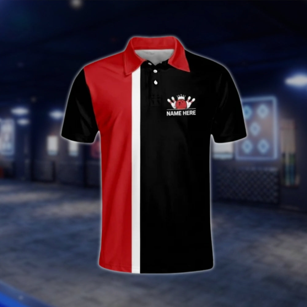 Strike King That's How I Roll Custom Name Black Red Bowling Polo Shirt, Custom Funny Bowling Shirt For Men BM0067