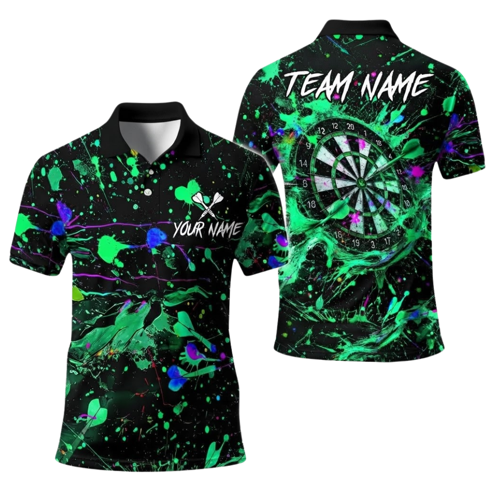 Team Colorful Splash Personalized Darts Button Polo