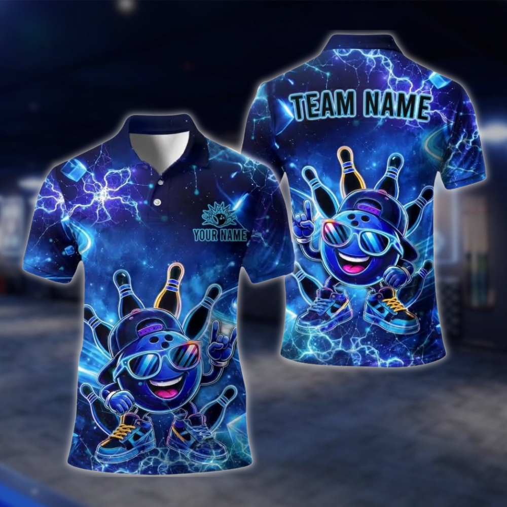 Personalized Neon Funny Ball Bowling Mens Polo Shirt Green, Custom Bowling Shirt For Team BE0254