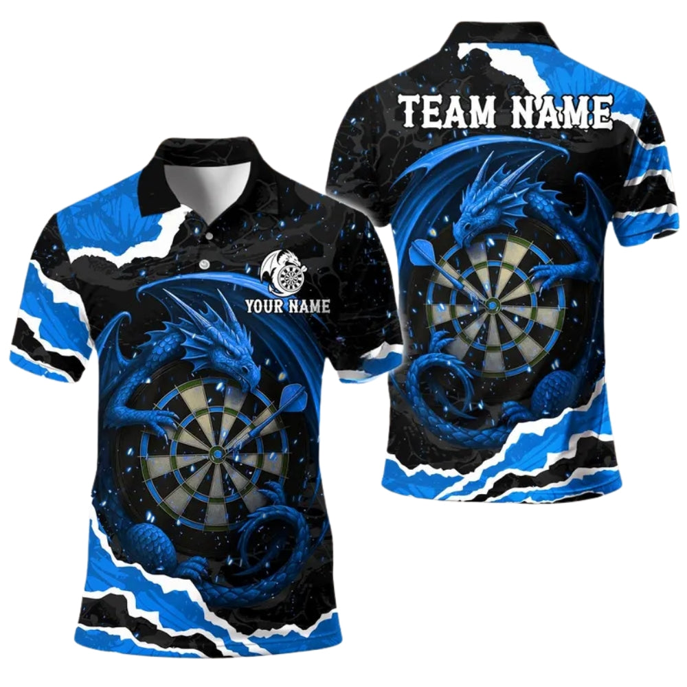 Dragon Black and Purple Personalized Darts Button Polo