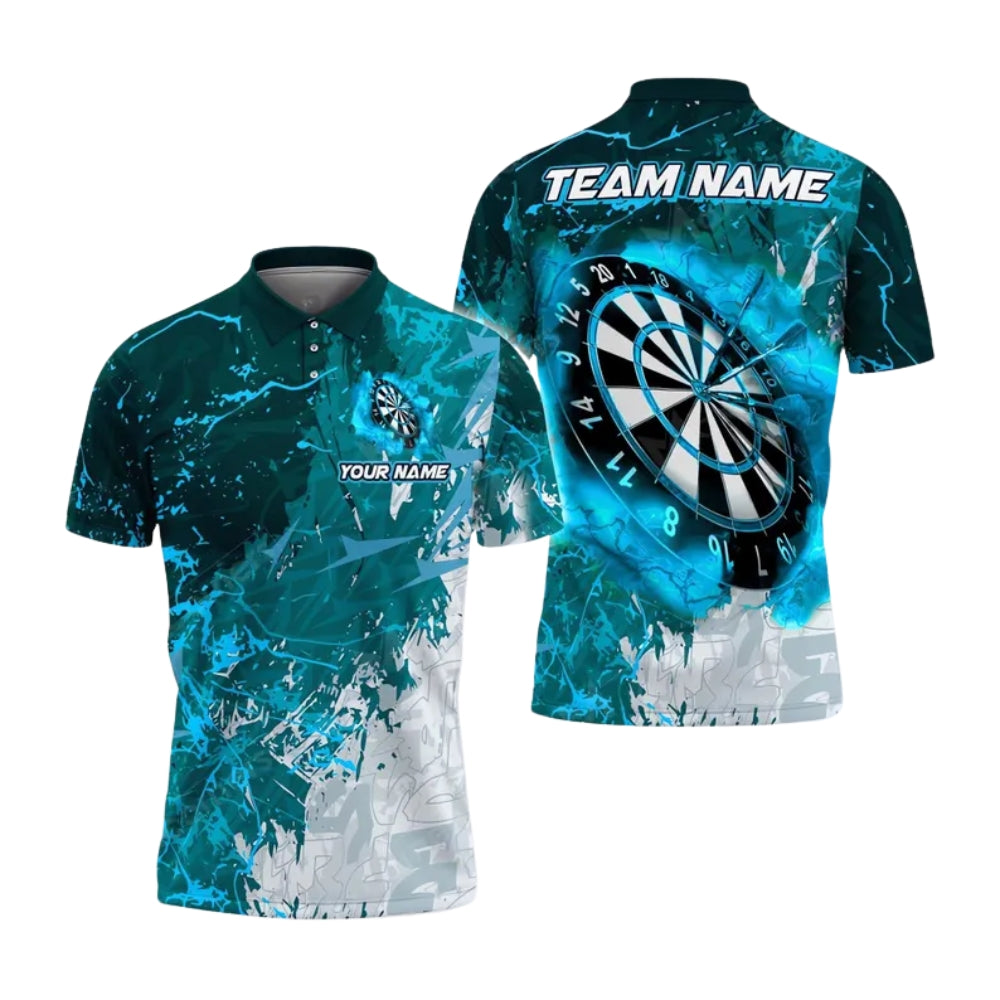 Blue Thunder Mens Personalized Darts Button Polo