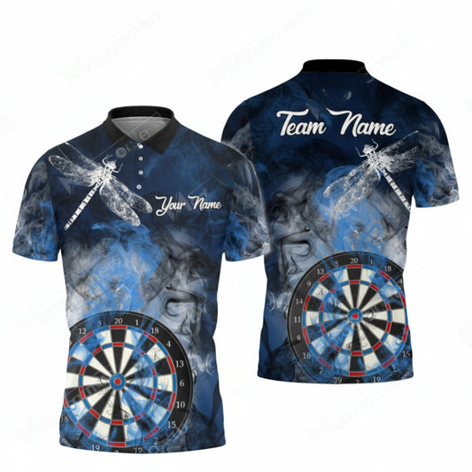 Smoke Blue Personalized Darts Button Polo