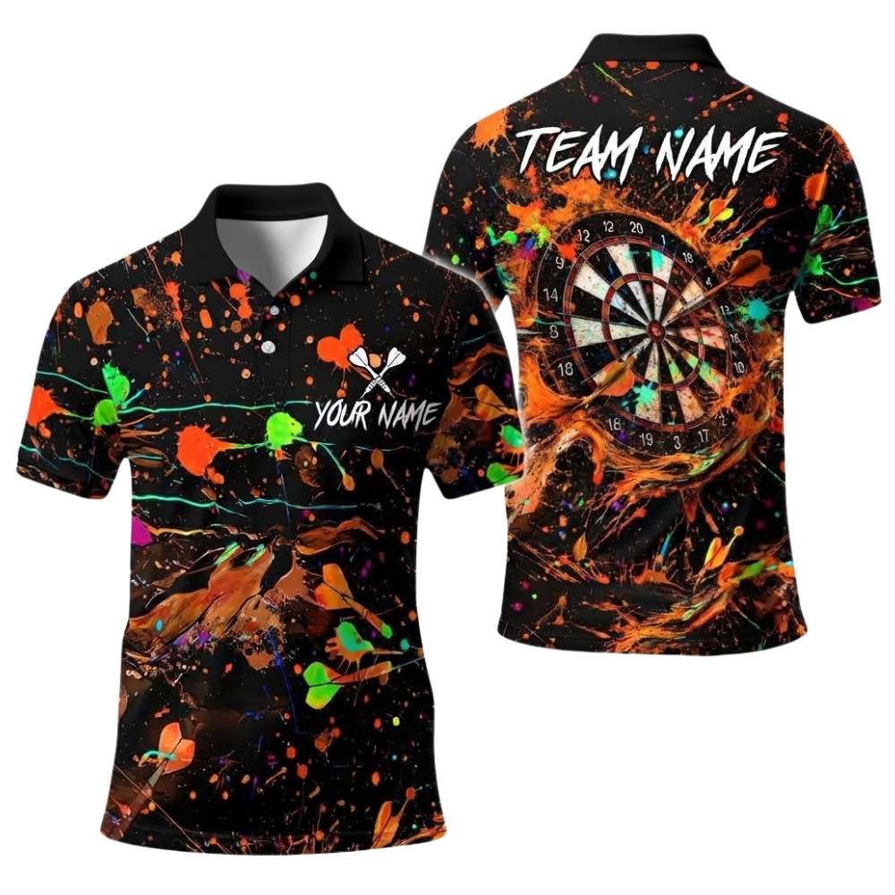 Team Colorful Splash Personalized Darts Button Polo