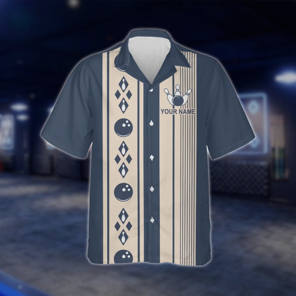 Custom Vintage Argyle Blue Hawaiian Bowling Shirt Men Women, Custom Vintage Bowling Shirt For Team BZ0118