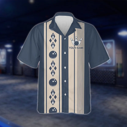 Custom Vintage Argyle Blue Hawaiian Bowling Shirt Men Women, Custom Vintage Bowling Shirt For Team BZ0118