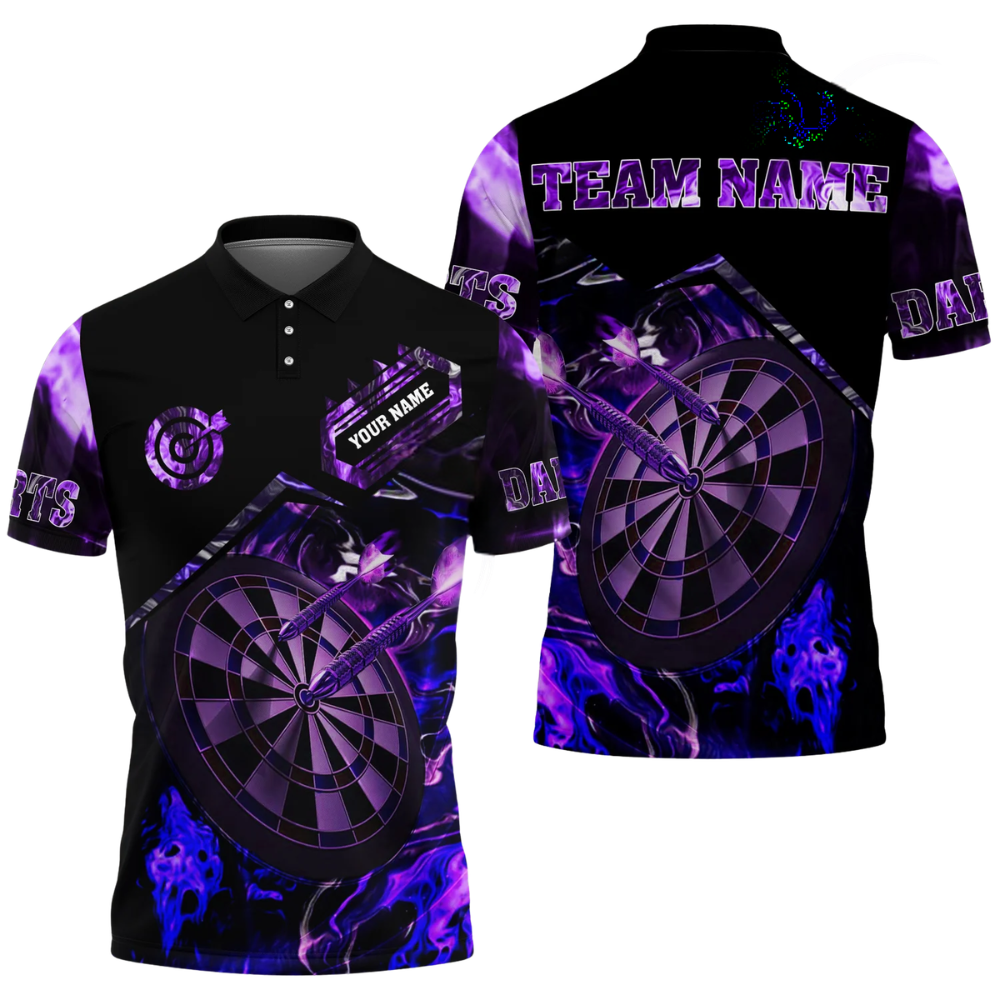 Flame Dartboard Personalized Darts Button Polo