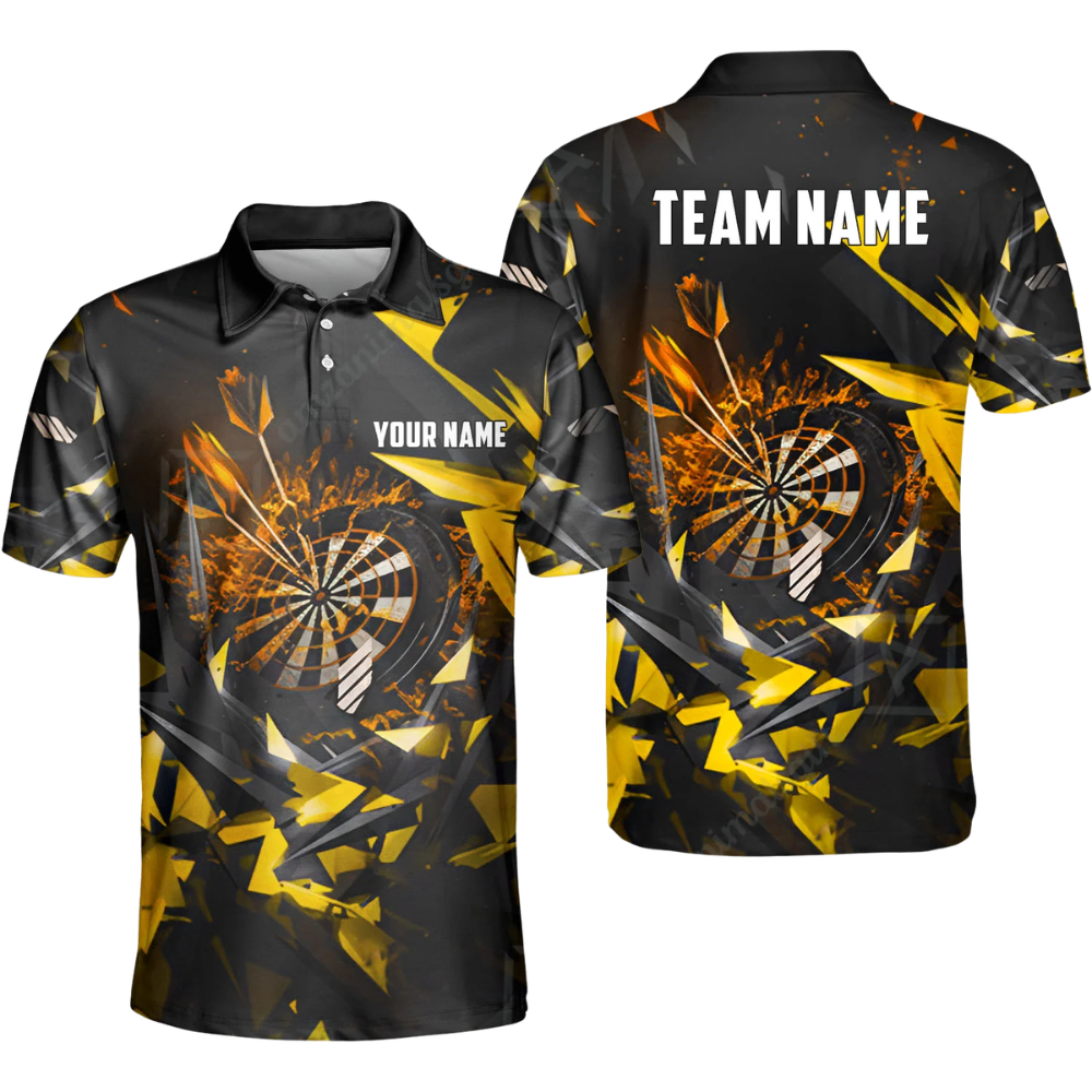 Team Black Blue Personalized Darts Button Polo