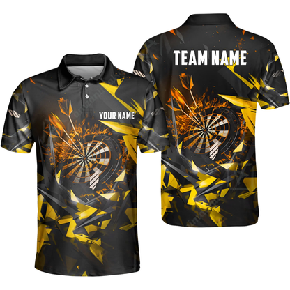 Team Black Blue Personalized Darts Button Polo
