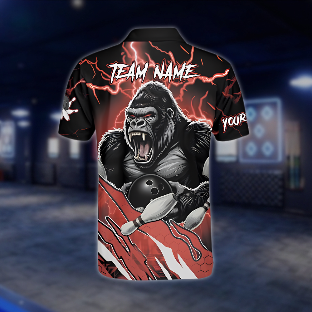 Personalized Bigfoot Bowling Mens Polo Shirt Red And Black, Custom Bigfoot Bowling Shirt For Team BZ0961
