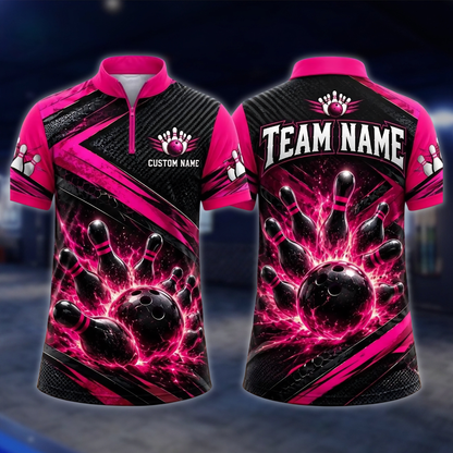 Personalized Blue Lighting Bowling Team Jersey For Men, Custom Bowling Shirts BE0256