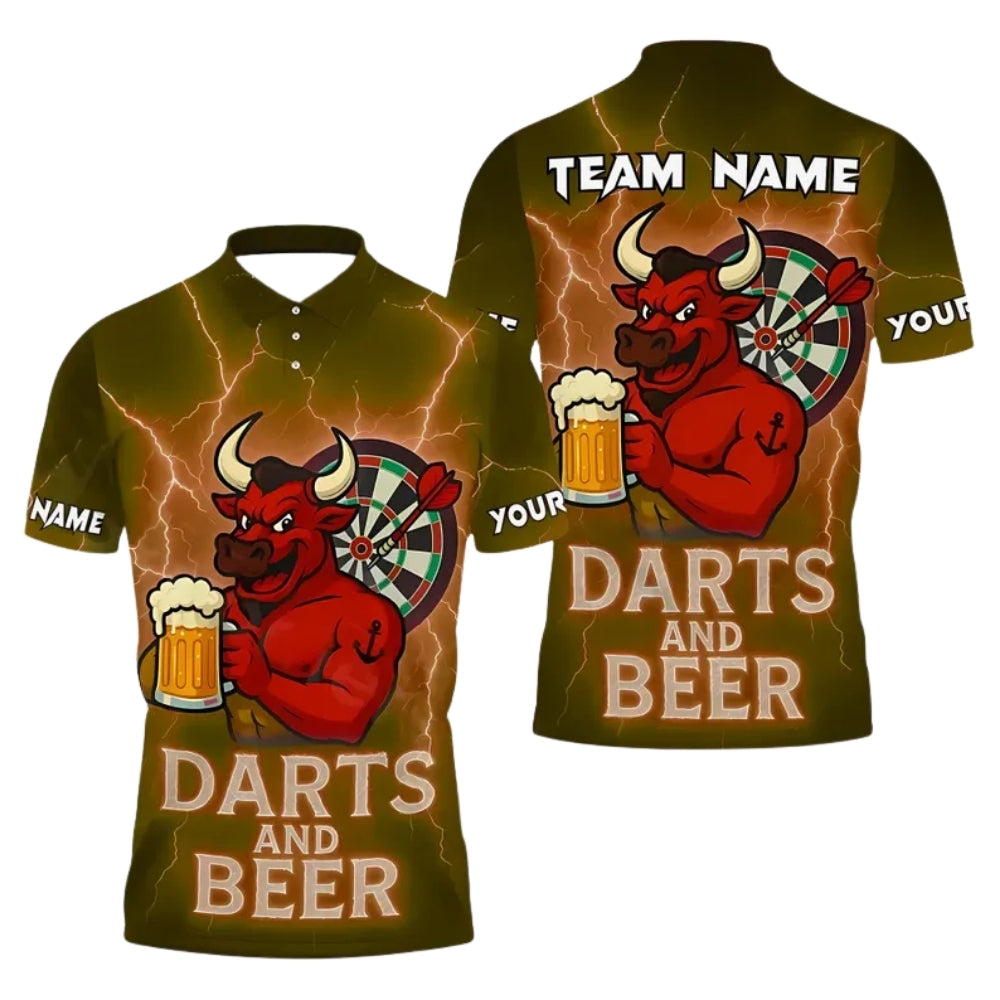 And Beer Bull Personalized Darts Button Polo