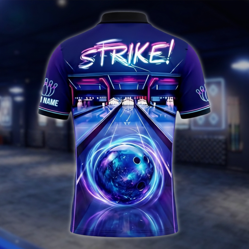 Personalized Neon Bowling Polo Shirt For Men, Custom Team Bowling Shirt BZ0875