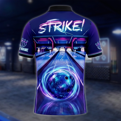 Personalized Neon Bowling Polo Shirt For Men, Custom Team Bowling Shirt BZ0875