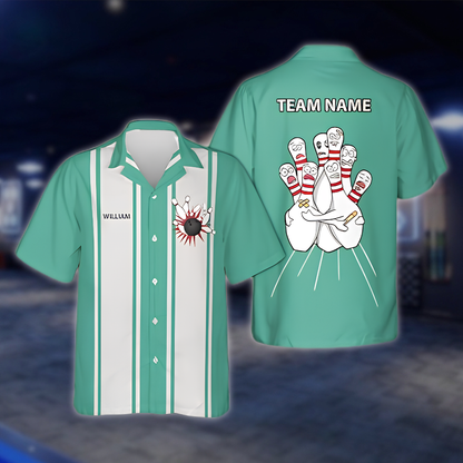 Personalized Scary Pins Bowling Mens Hawaiian Shirt, Custom Team Bowling Shirts BZ0860