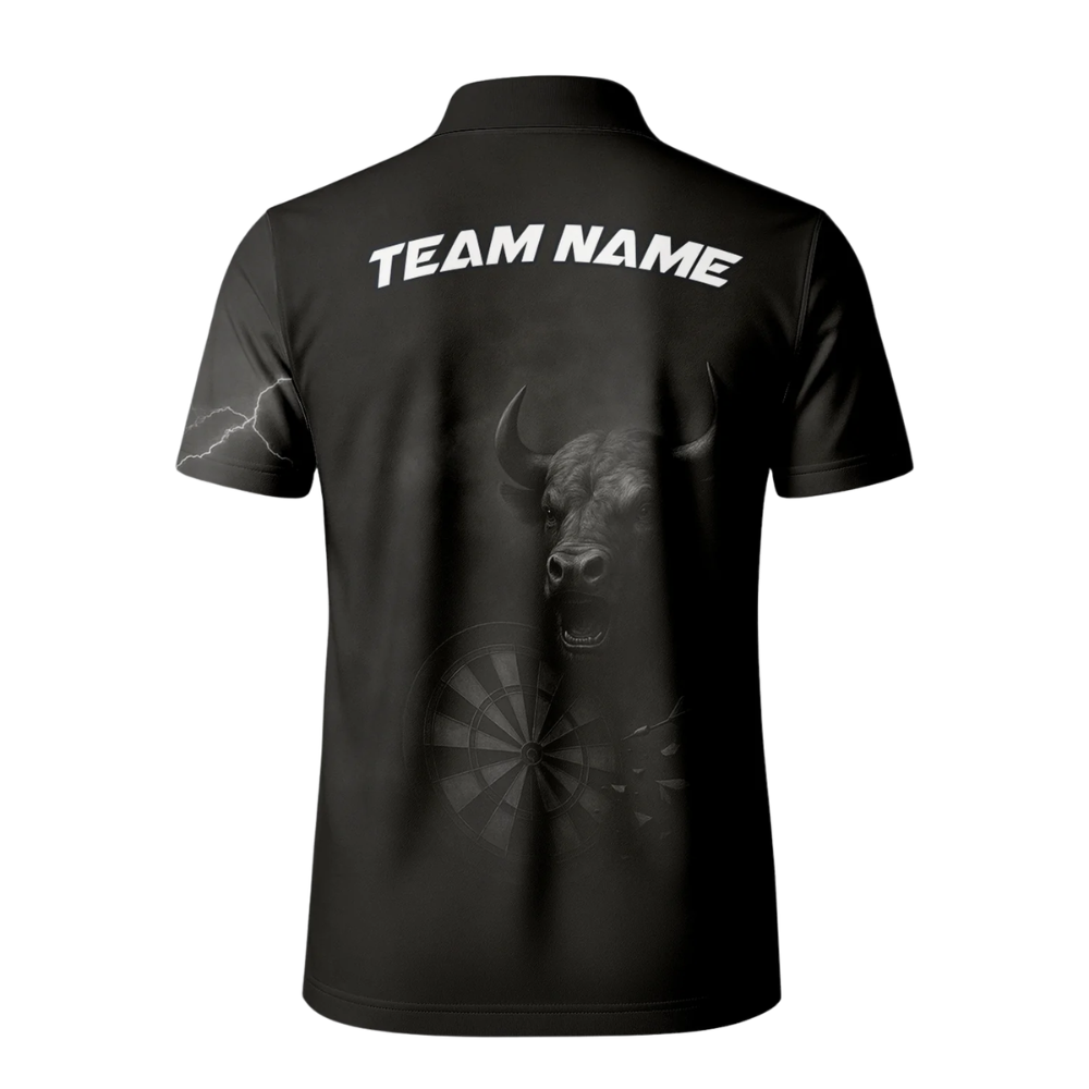 Bull Black Personalized Darts Button Polo
