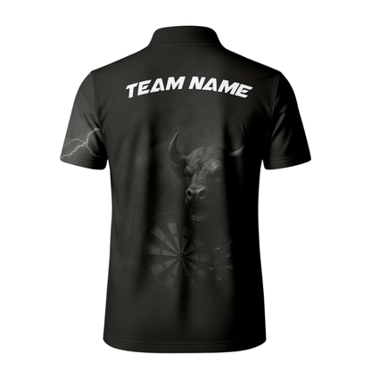 Bull Black Personalized Darts Button Polo