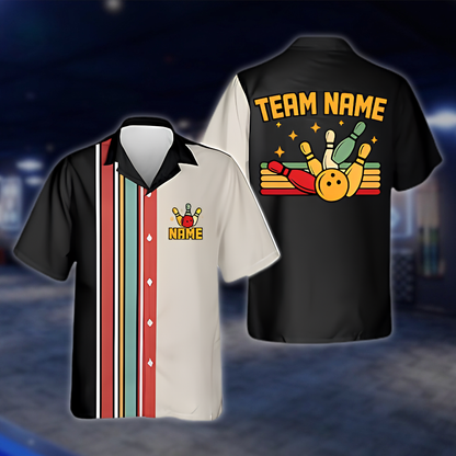 Personalized Retro Bowling Hawaiian Shirt For Men, Custom Retro Bowling Team Shirts BZ0861